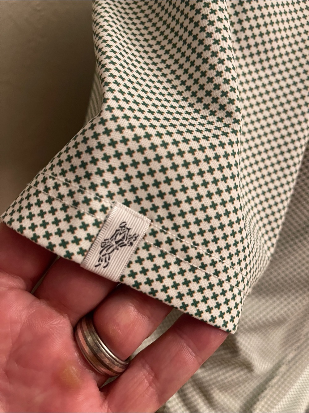Ashworth Green and White Micro-Check Golf Polo - Picture 3 of 6